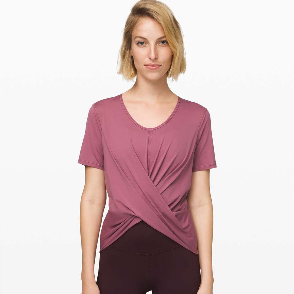 lululemon athletica Dusty Rose Short Sleeve Twist Front Tee